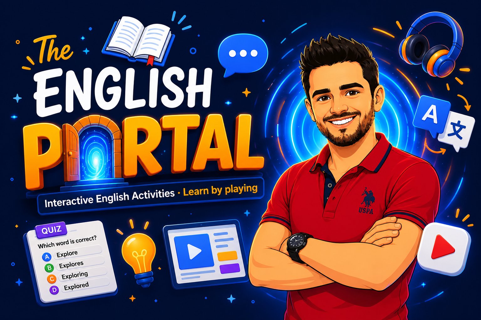 İngilizce oyunlarına, kitaplara ve dijital öğrenme dünyasına açılan renkli portal